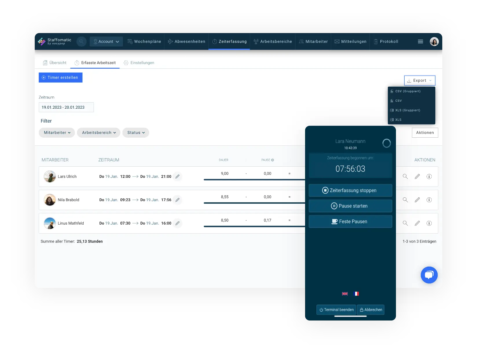 Punch clock app • Staffomatic
